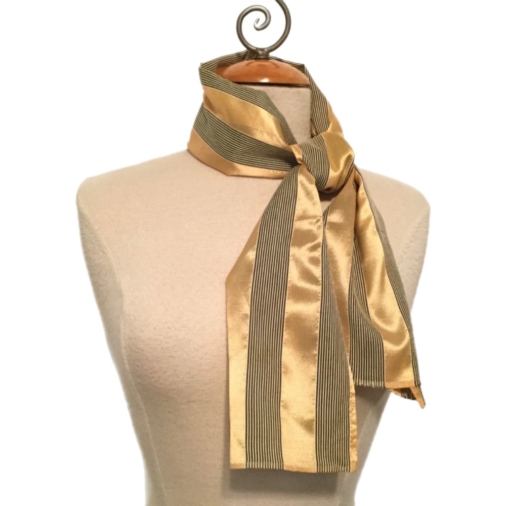 Crisp Golden Yellow w/Black & White Stripes Scarf